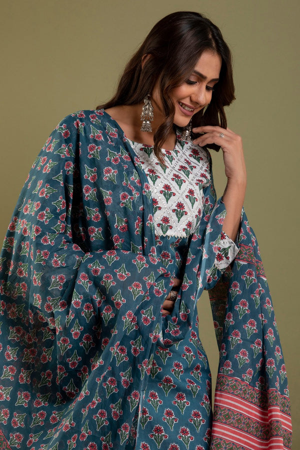 Designer Floral Printed Suit with Dupatta