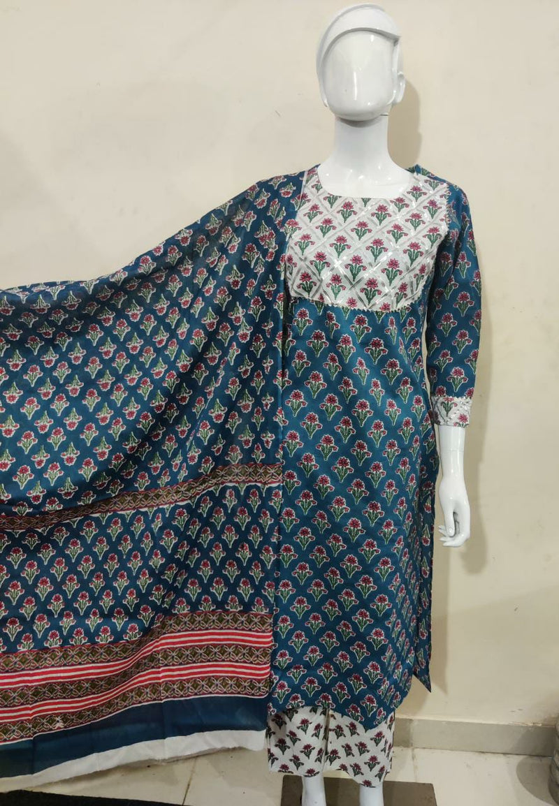 Designer Floral Printed Suit with Dupatta