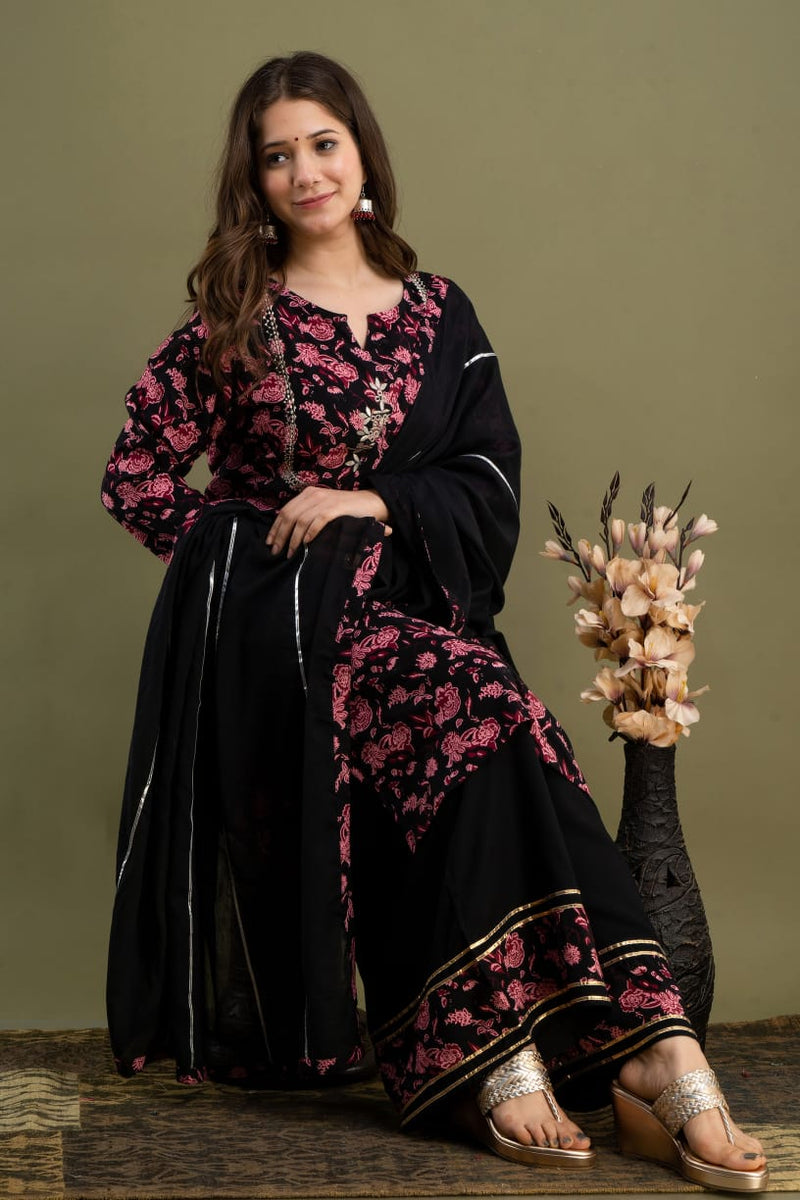 Beautiful Designer Kurti Palazzo Set With Dupatta