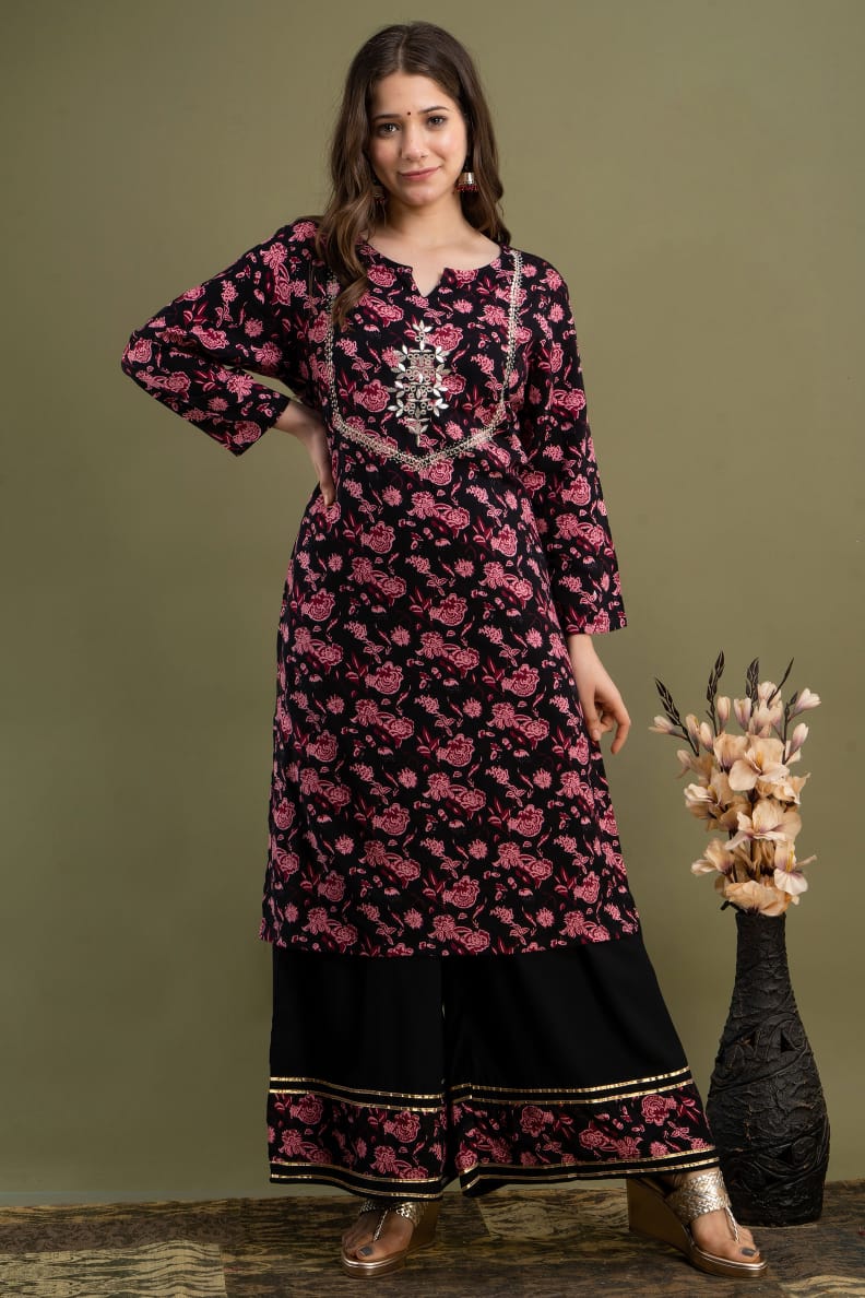 Beautiful Designer Kurti Palazzo Set With Dupatta