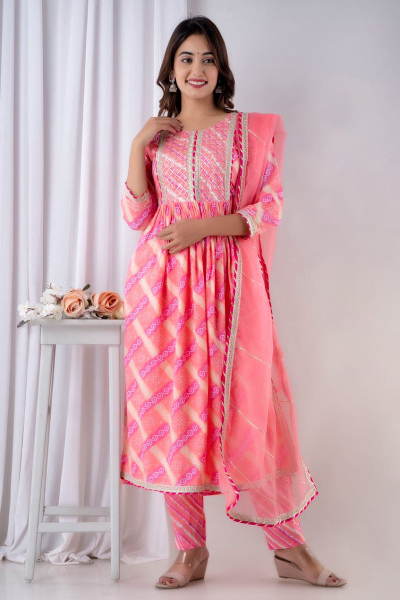 Designer Peach Color Suit With Dupatta