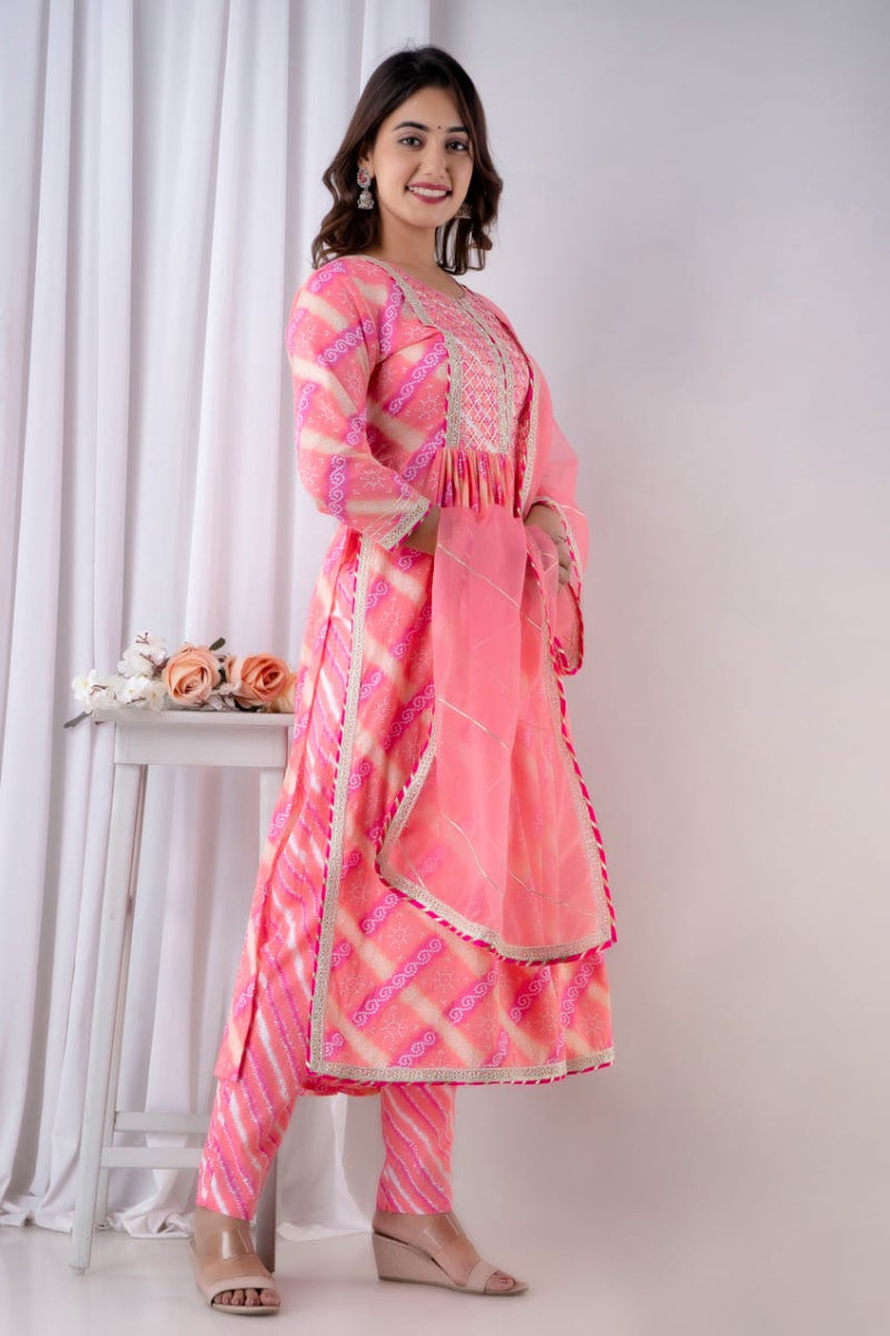 Designer Peach Color Suit With Dupatta