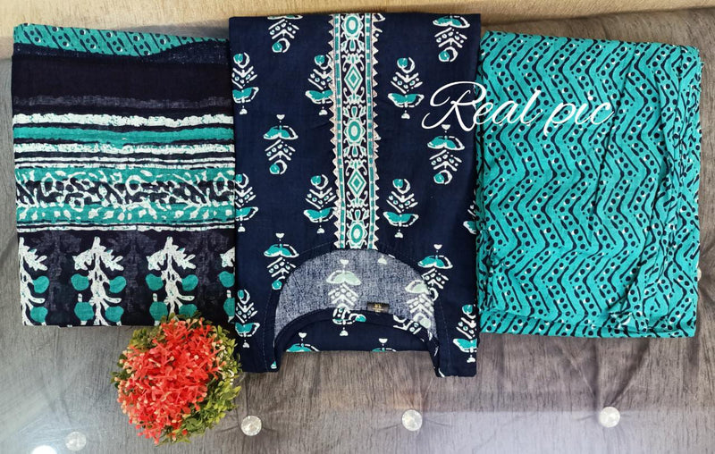 Navy Blue & Teal Beautiful Suit with Dupatta