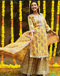 YELLOW GOTAPATTI SHARARA SUIT WITH DUPATTA