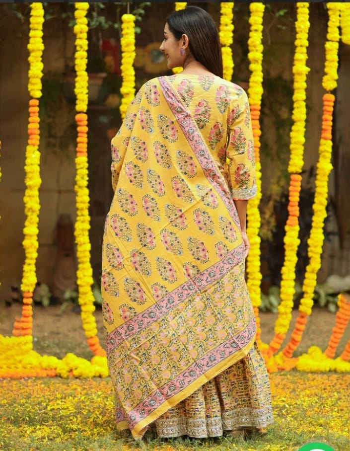 YELLOW GOTAPATTI SHARARA SUIT WITH DUPATTA