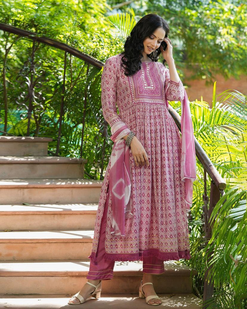 Beautiful Designer Naira cut kurti With pant and Dupatta