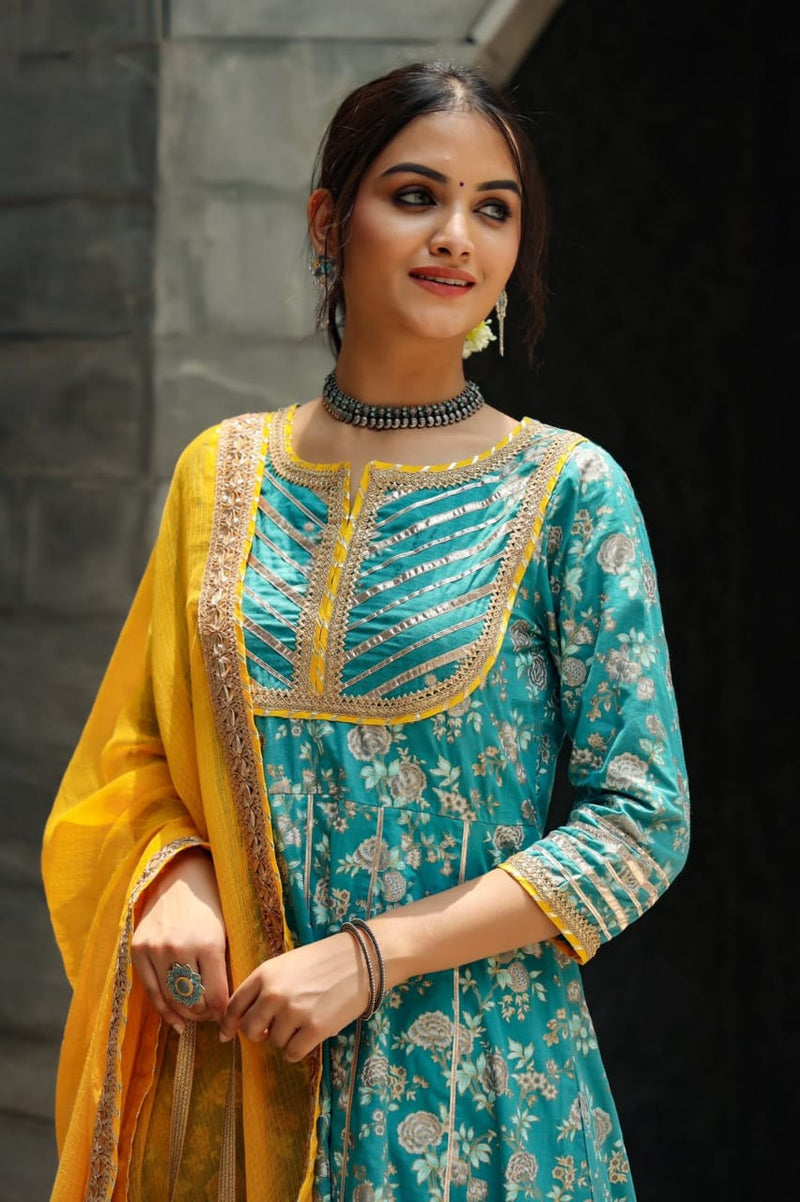 BEAUTIFUL ANARKALI KURTI WITH PANTS AND DUPATTA