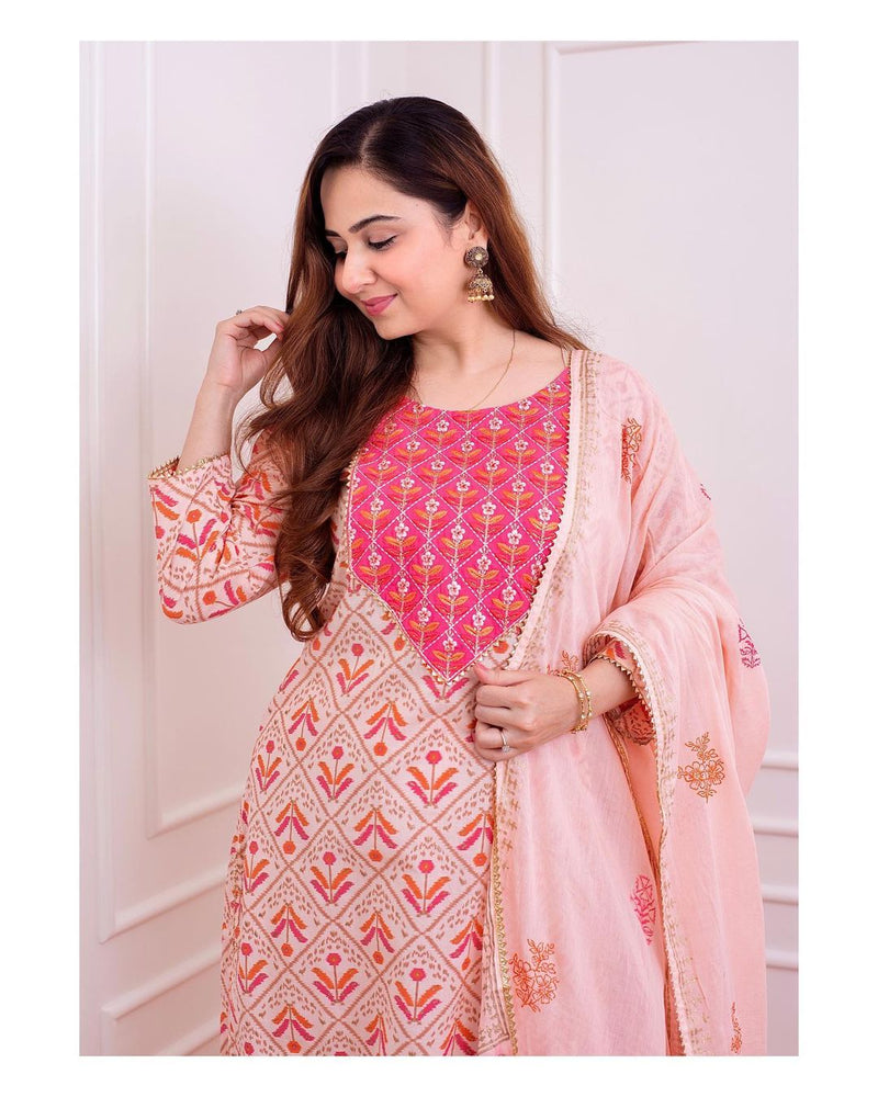 Beautiful Orange Peach Suit With Duppata