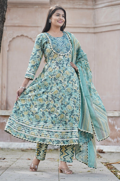 Beautiful Anarkali Kurti With Pant And Dupatta