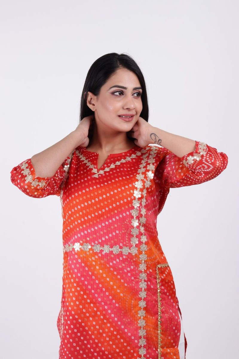 Beautiful kota Doriya bandhej kurti