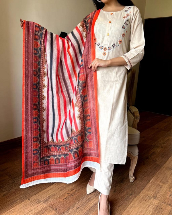 Premium Pure khaadi off shade kurta and pant