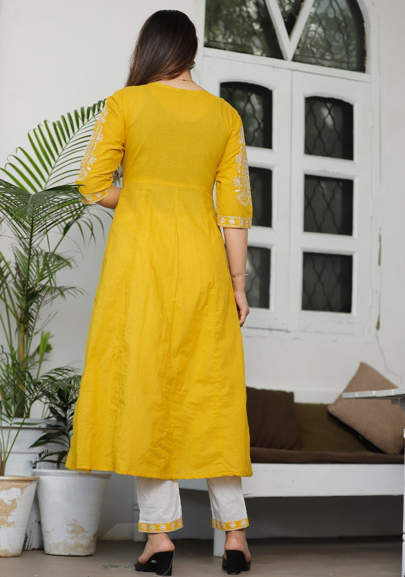 Beautiful Yellow Chikankari Suit With Dupatta