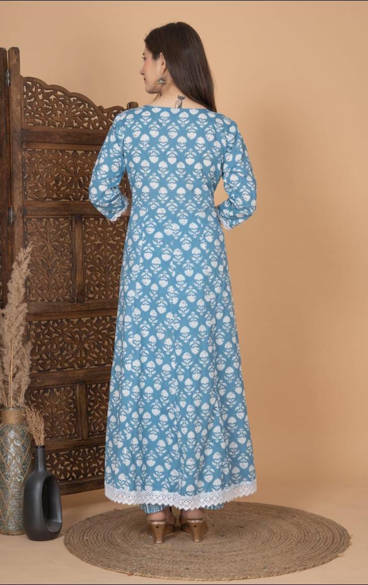 Floral Cotton Suit With Dupatta