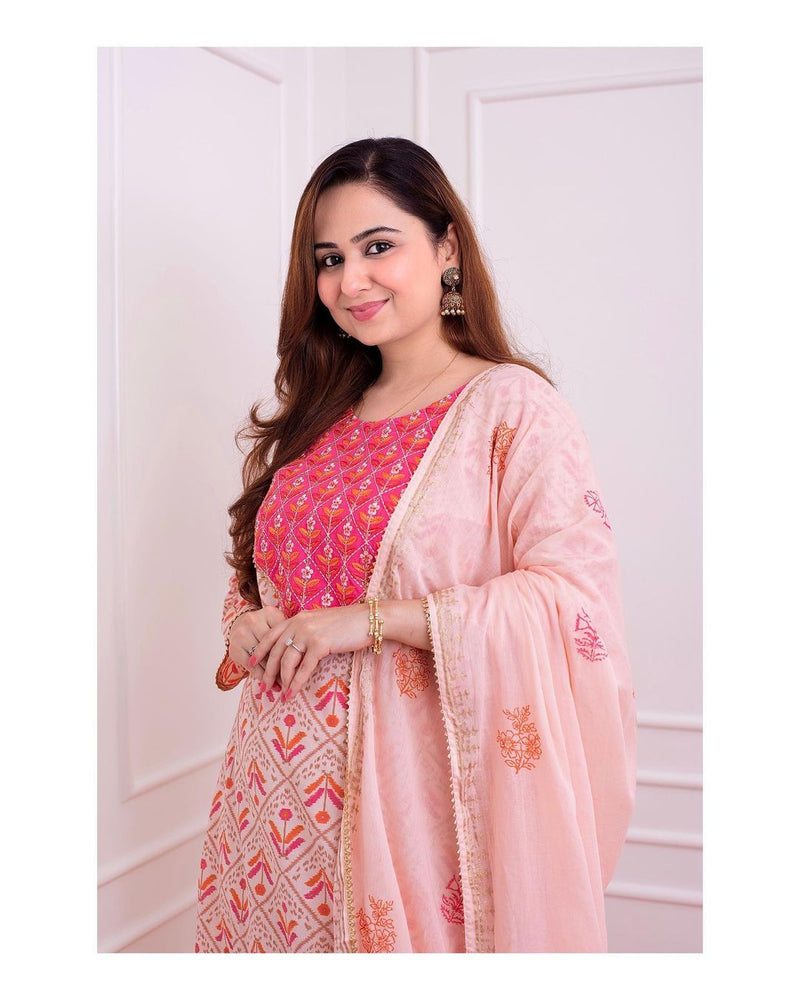 Beautiful Orange Peach Suit With Duppata