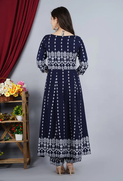 Navy Blue Designer Suit With Dupatta