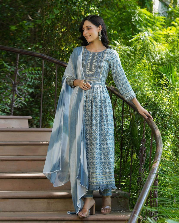 Beautiful Designer Naira cut kurti With pant and Dupatta